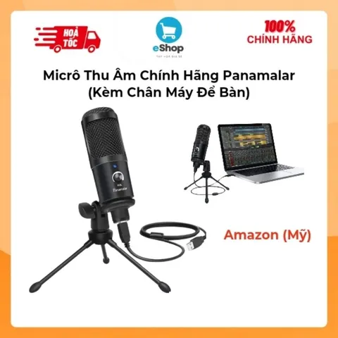 Micrô Thu Âm Panamalar Chính Hãng (Hàng À Má Zôn Mỹ ) - Mic Hát Livestream Thu Âm, Karaoke Cắm Cổng USB Máy Tính