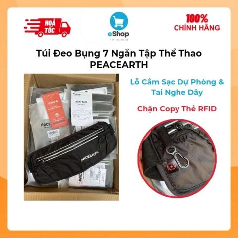 Túi Đeo Bụng 7 Ngăn Tập Thể Thao Hãng PEACEARTH - Chặn Copy Thẻ RFID