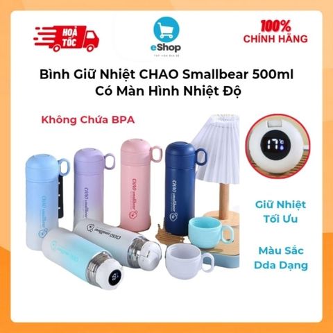 Bình Giữ Nhiệt CHAO Smallbear 500ml Có Màn Hình Nhiệt Độ - Không Chứa BPA Giữ Nhiệt Tối Ưu