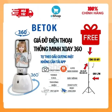 Giá Đỡ Điện Thoại Thông Minh Betok Xoay 360 Độ Tự Nhận Diện Gương Mặt Và Xoay Theo Chuyển Động