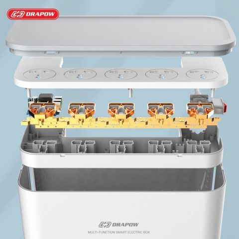 Hộp Ổ Điện Thông Minh Drapow SK27 - 5 Ổ Cắm 220v Công Suất 2500W, 3 Cổng USB, Giấu Gọn Dây
