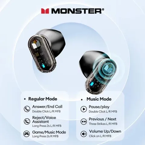 Tai Nghe Bluetooth TWS Monster Airmars XKT13 - ENC, Âm Thanh Hi-Fi, Bluetooth 5.3, Chế Độ Game Mode Độ Trễ Thấp