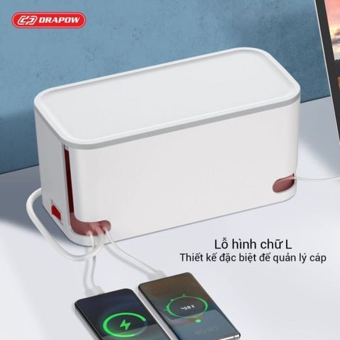 Hộp Ổ Điện Thông Minh Drapow SK27 - 5 Ổ Cắm 220v Công Suất 2500W, 3 Cổng USB, Giấu Gọn Dây
