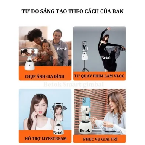 Giá Đỡ Điện Thoại Thông Minh Betok Xoay 360 Độ Tự Nhận Diện Gương Mặt Và Xoay Theo Chuyển Động