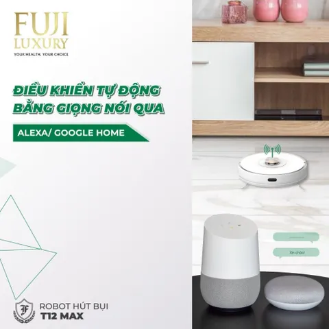 Robot Hút Bụi Lau Nhà Tự Sạc Thông Minh Fuji Luxury T12 Max - Định Vị Lập Bản Đồ TrueMapping, Cảm Biến Chống Rơi