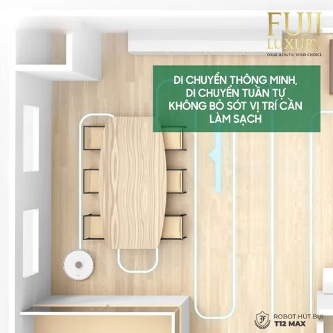 Robot Hút Bụi Lau Nhà Tự Sạc Thông Minh Fuji Luxury T12 Max - Định Vị Lập Bản Đồ TrueMapping, Cảm Biến Chống Rơi