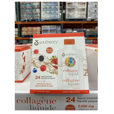 Collagen Nước Youtheory Hương Berry - 30 Gói x 30ml, 5000mg Collagen Hỗ Trợ Đẹp Da, Khỏe Tóc và Móng, Không Đường 737588