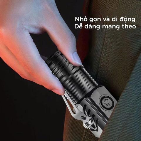 Đèn pin cầm tay mini 3 bóng siêu sáng chiếu xa 5 chế độ sạc USB