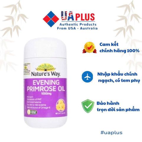 Deal khách VIP_ Tinh dầu hoa anh thảo Nature’s Way Evening Primrose Oil 1000mg 60 viên hàng Úc