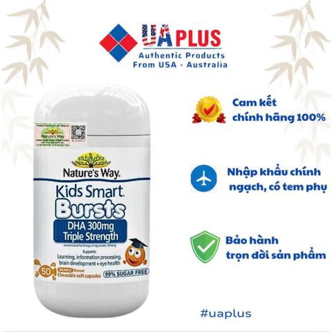 [Nhập khẩu chính ngạch] Nature's Way Kids Smart Bursts DHA 300mg Triple Strength - Hỗ trợ phát triển não bộ (50 viên)