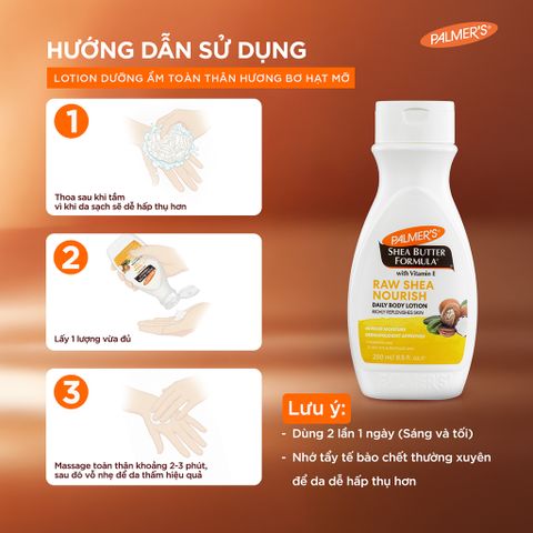 Lotion dưỡng ẩm toàn thân hỗ trợ làm mềm mịn da hương Bơ Hạt Mỡ Palmer's raw shea butter body lotion 250ml