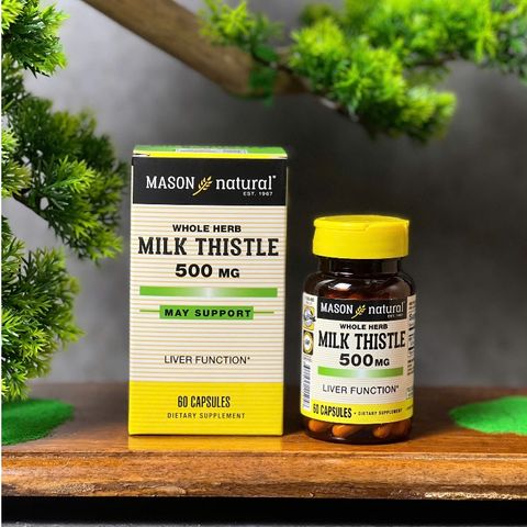 [Nhập khẩu chính ngạch] Mason Natural Milk Thistle 500mg - Viên uống hỗ trợ thải độc gan và bổ gan (60 viên)
