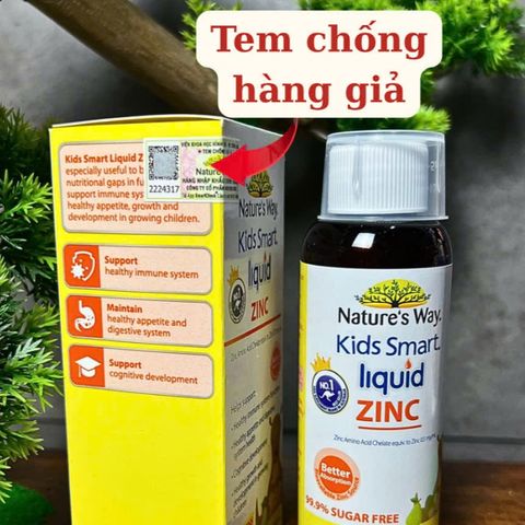 [Nhập khẩu chính ngạch] Nature’s Way Kids Smart Liquid Zinc - Bổ sung kẽm, giúp tăng cường sức đề kháng (100ml)
