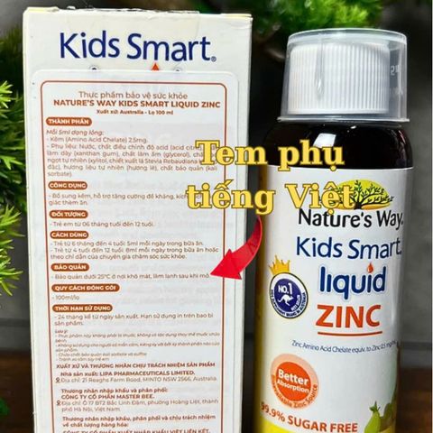 [Nhập khẩu chính ngạch] Nature’s Way Kids Smart Liquid Zinc - Bổ sung kẽm, giúp tăng cường sức đề kháng (100ml)