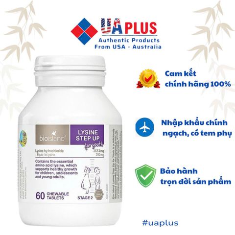[Nhập khẩu chính ngạch] Bio Island Lysine Step Up for Youth - Viên nhai giúp trẻ ăn ngon, hỗ trợ miễn dịch (60 viên)