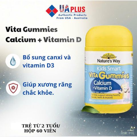 [Nhập khẩu chính ngạch] Nature's Way Vita Gummies Calcium + Vitamin D – Kẹo canxi cho bé (60 viên) 737859