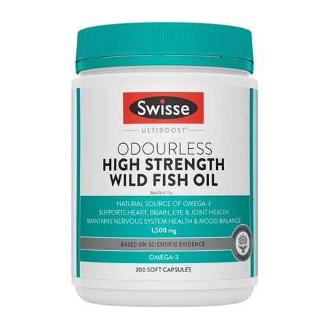 Viên uống dầu cá Swisse Ultiboost Odourless Wild Fish Oil 1000mg - Hỗ trợ tốt cho tim mạch, mắt, não bộ và hệ thần kinh - Hộp 400 viên của Úc