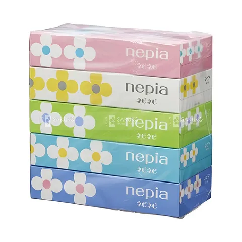 Giấy ăn khô Nepia hình hoa Nhật Bản - Set 5 hộp tiện lợi, thiết kế đẹp mắt cho bữa ăn và picnic
