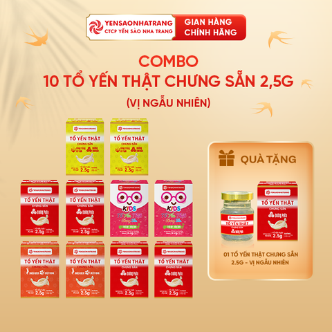 [Tặng 01 lọ] Combo 10 Tổ Yến Thật Chưng Sẵn 2,5g - vị ngẫu nhiên (C7)
