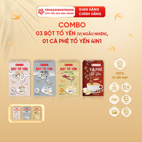 Combo 01 Cà phê tổ yến + 03 Bột tổ yến - vị ngẫu nhiên (C10)