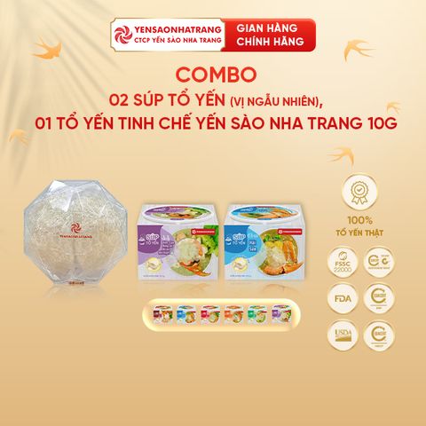Combo 01 Tổ yến tinh chế YSNT + 02 Súp tổ yến - vị ngẫu nhiên | CTCP Yến Sào Nha Trang (C12)