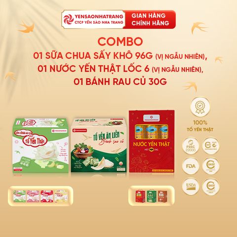 Combo 01 Sữa chua sấy khô + 01 Bánh rau củ + 01 Nước yến thật - vị ngẫu nhiên | CTCP Yến Sào Nha Trang (C13)