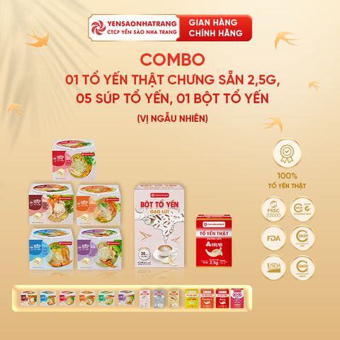 Combo 05 Súp tổ yến + 01 Tổ yến chưng sẵn 2,5g + 01 Bột tổ yến | CTCP Yến Sào Nha Trang (C14)