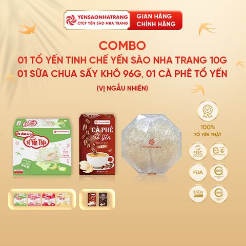Combo 01 Tổ yến tinh chế YSNT + 01 Sữa Chua Sấy Khô + 01 Cà phê tổ yến | CTCP Yến Sào Nha Trang (C15)