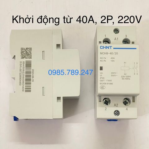 [Chính hãng 100%] Khởi động từ 1 Pha 220V CHINT 25A - 40A, 2P/220V, Contactor 25A, 40A - 2P, AC 220V