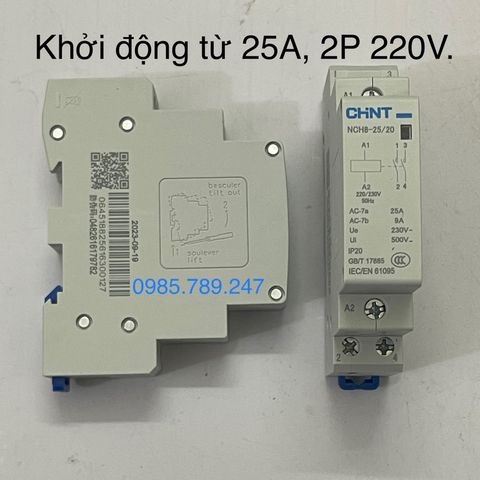 [Chính hãng 100%] Khởi động từ 1 Pha 220V CHINT 25A - 40A, 2P/220V, Contactor 25A, 40A - 2P, AC 220V