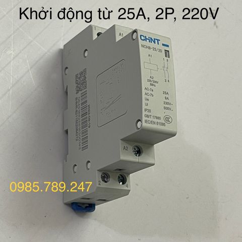 [Chính hãng 100%] Khởi động từ 1 Pha 220V CHINT 25A - 40A, 2P/220V, Contactor 25A, 40A - 2P, AC 220V
