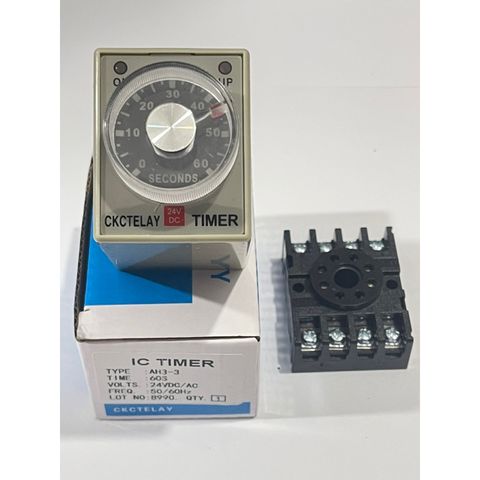 ✅ Rơ le thời gian AH3-3 kèm Đế , IC TIMER Nguồn 24V, 220V, 10s, 30s, 60s, 10m, 30m, 60m, Relay thời gian, timer