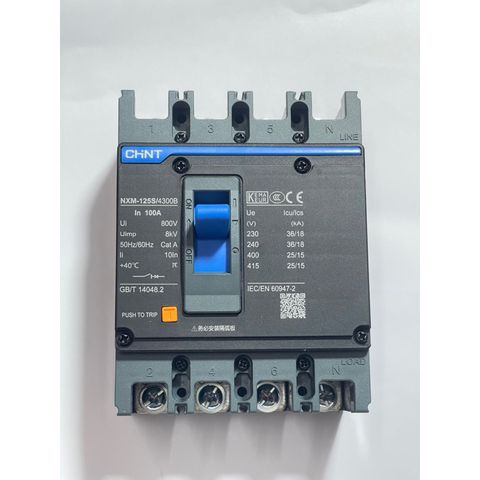 ✅ [Chính hãng Chint 100%] Aptomat Khối AC 4P 63A, 100A, Model: NXM-63S/4300B, NXM-125S/4300B, Át khối 4P (3 lửa+ 1mass)