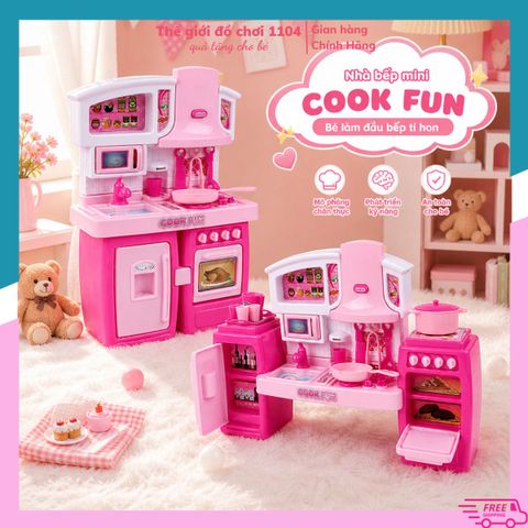 Bộ đồ chơi nhà bếp mini Cook Fun có đèn và âm thanh giúp bé rèn luyện tính khéo léo, tỉ mỉ