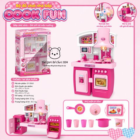 Bộ đồ chơi nhà bếp mini Cook Fun có đèn và âm thanh giúp bé rèn luyện tính khéo léo, tỉ mỉ