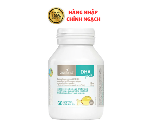 Viên uống DHA cho trẻ Bioisland 60 viên nhập chính ngạch - Hỗ trợ sức khỏe não bộ và thị lực, thực phẩm chức năng cho bé từ 4 tuần tuổi trở lên