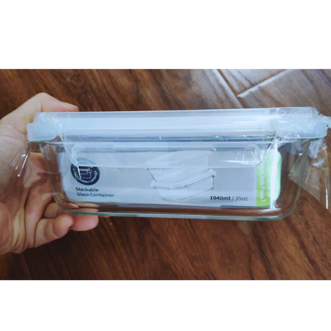 Hộp Thủy Tinh Hình Chữ Nhật LocknLock LTG104 Khóa 4 Cạnh, Kín Hơi-1040ml-35Oz