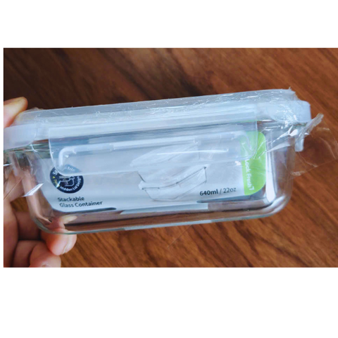 Hộp Thủy Tinh Hình Chữ Nhật LocknLock LTG103 Khóa 4 Cạnh, Kín Hơi-640ml-22Oz