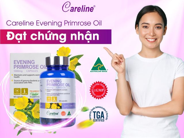 [Nhập khẩu] Tinh dầu hoa anh thảo ép lạnh Careline Evening Primrose Oil 1000mg (Hộp 60v)