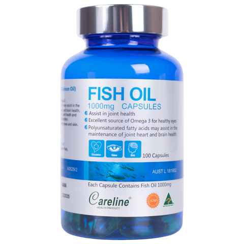 [Nhập khẩu] Careline Fish Oil 1000mg - Dầu cá hồi tốt cho mắt, não (Hộp 100v)
