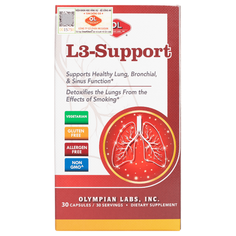 [Nhập khẩu]  L3-Support Olympian Labs - Hỗ trợ chức năng phổi, phế quản, xoang (Hộp 30v)