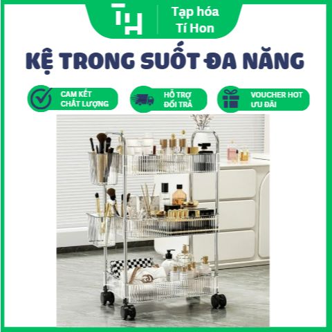 Kệ trong suốt đa năng 3 tầng có bánh xe (TH320)