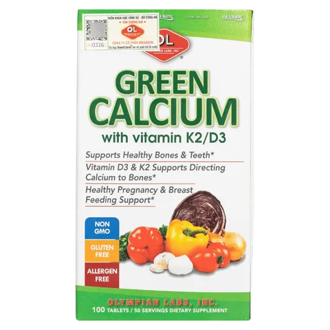 [Nhập khẩu] Green Calcium Olympian Labs - Bổ sung canxi hữu cơ cho cơ thể (100v)