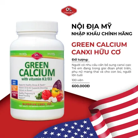[Nhập khẩu] Green Calcium Olympian Labs - Bổ sung canxi hữu cơ cho cơ thể (100v)