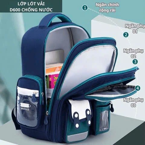 Balo học sinh nhiều ngăn chống gù hoạt hình siêu nhẹ (TH326)