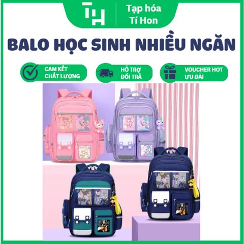 Balo học sinh nhiều ngăn chống gù hoạt hình siêu nhẹ (TH326)