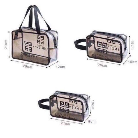 Set 3 túi du lịch, đựng mỹ phẩm nhựa trong suốt (TH327)