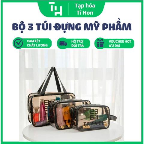 Set 3 túi du lịch, đựng mỹ phẩm nhựa trong suốt (TH327)