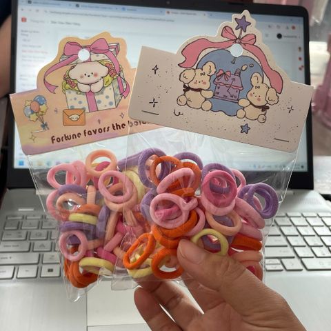Set 60 chun cột tóc trơn nhiều màu sắc dễ thương cho bé - Phụ Kiện