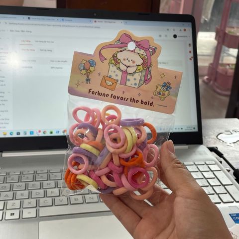 Set 60 chun cột tóc trơn nhiều màu sắc dễ thương cho bé - Phụ Kiện